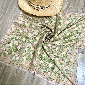 Pastel dream Stunning Silk boho enchanting floral Scarf/wrap w prairie vibe